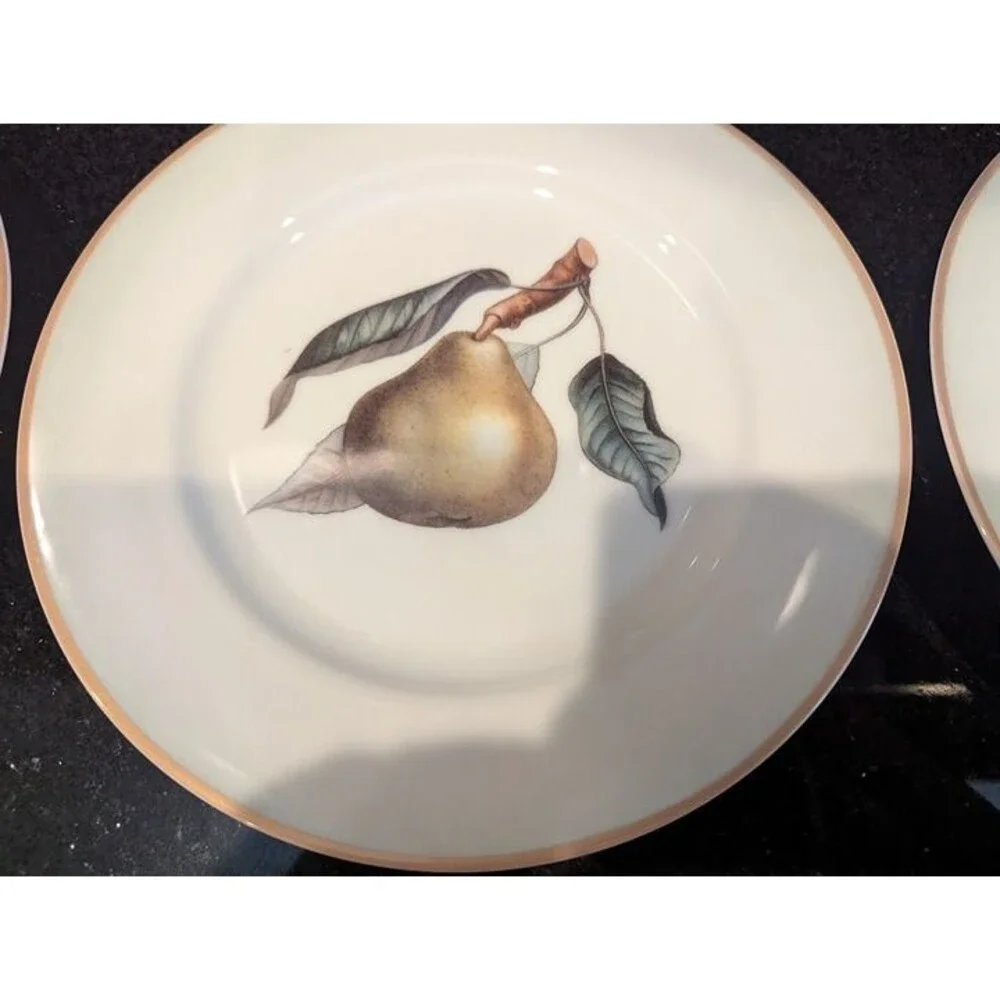 NEW Williams Sonoma 6 pear plates Japan gold rim Vintage